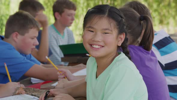 Portrait of girl at outdoor school