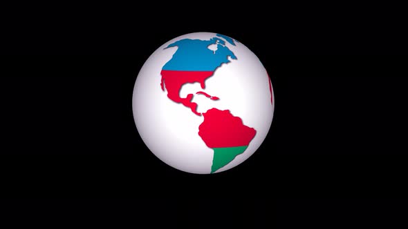 Azerbaijan Flag 3d Rotated Planet Animated Black Background