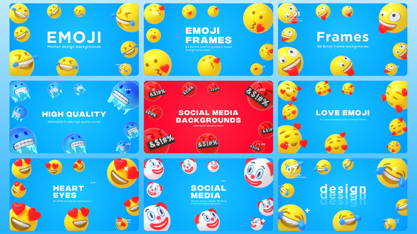 3D Emoji Flowing Frame Backgrounds Pack