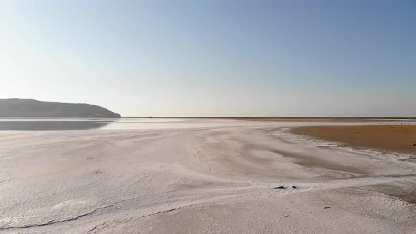 Aerial View Tilted Downward Shot Pink Salt Lake Low Key alt