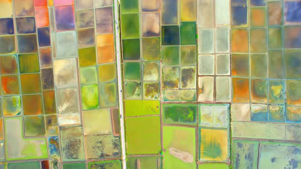 An aerial view of salt production at Mae Klong, Samut Songkhram, Thailand alt