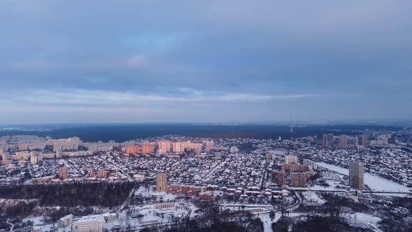 Aerial Kharkiv city Oleksiyivka urban cityscape