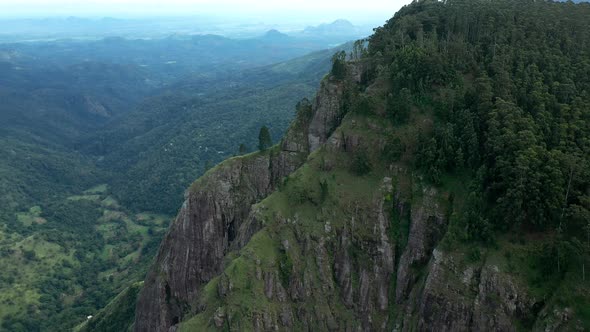Aerial View of Ella Rock Cliff in Sri Lanka Mountains