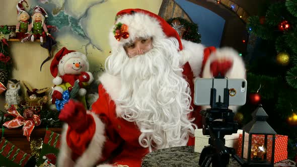 Dancing Santa Claus Congratulates Remotely Video Calling Christmas New Year alt