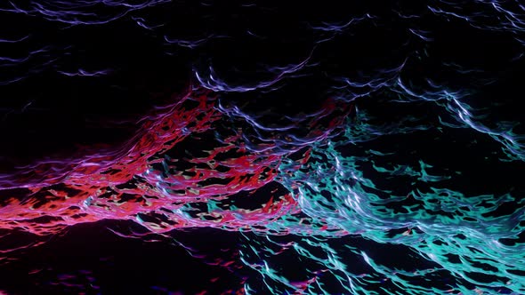 Loop animation of colorful water waves surface, colorful liquid