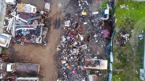 Aerial View of Junk Yard As Seen From Above