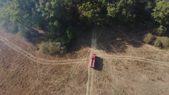 Firefighter truck and fire in the forest. Firefighter car inside the forest alt