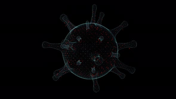 3D Seamless Loop Virus Hologram Wireframe