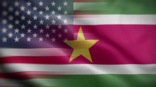 USA Suriname Flag Loop Background 4K