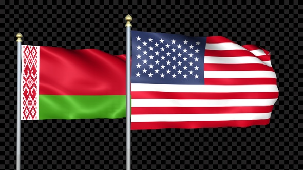 Belarus And United States Two Countries Flags Waving alt