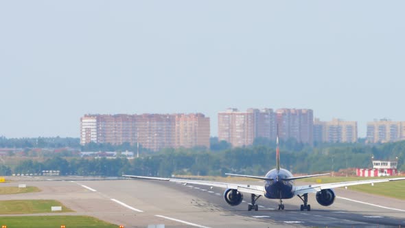 Wide Body Airplane on the Runway