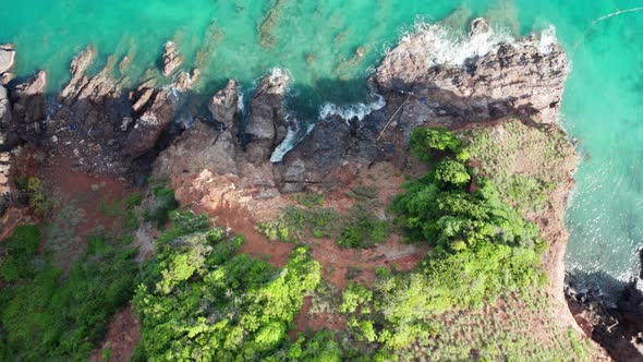 Aerial view of Koh Larn beach, Pattaya with blue turquoise seawater