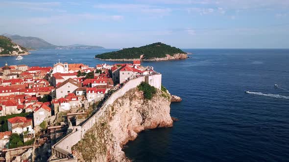 Aerial View of Dubrovnik City Walls from the Fort Bokar side. Croatia