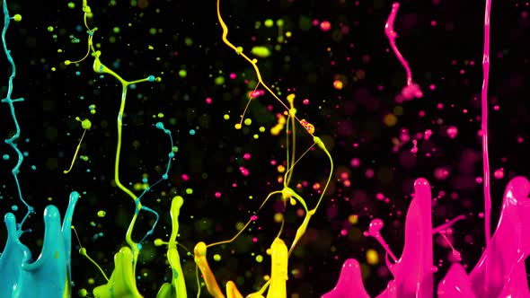 Colorful Splashing Paint in Super Slow Motion. Shooted with High Speed Cinema Camera at 1000Fps alt
