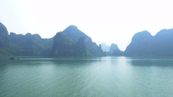 Panoramic view of Ha Long Bay, famous tourism destination in Vietnam alt