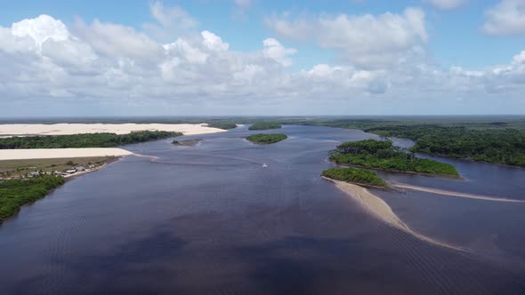 Lencois Maranhenses Brazil. Tropical scenery for vacation travel. alt
