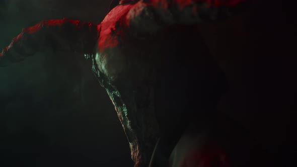 Devil with Cow Skull Head Making Rite in Smoke alt