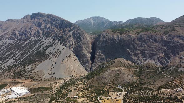 Aerial View Meadow Mountains Landscape in Island Crete Greece alt