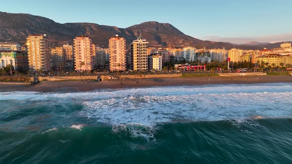 View of the city of Alanya aerial view 4 K alt