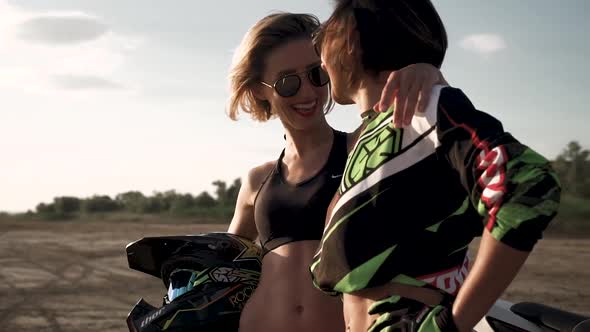 Women in motorcycle clothing