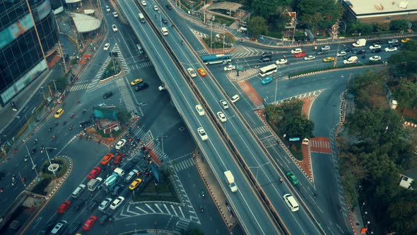 Busy Highway Road Junction in Metropolis City Center alt