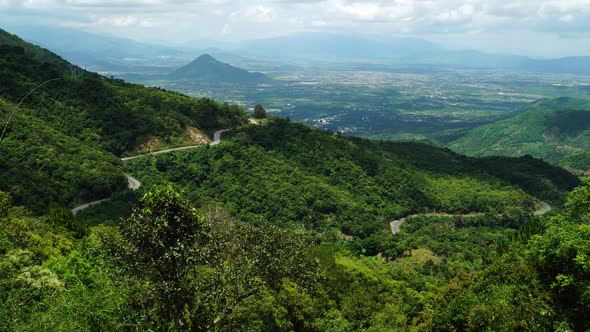 Static shot of winding road in mountain. Phan Rang, Da Lat. Vietnam alt
