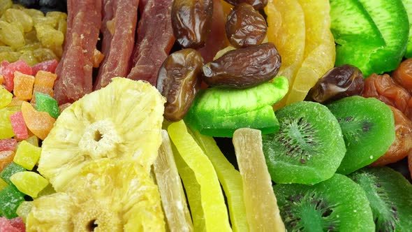 Rotating Assorted Dried Fruits And Candied Fruits