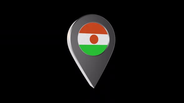 3d Animation Map Pointer With Niger  Flag With Alpha Channel - 2K alt