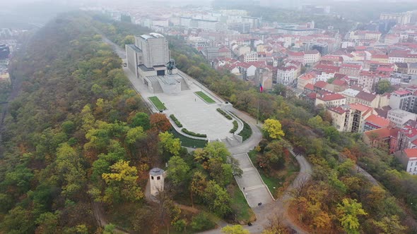 Aerial View of National Monument on Vitkov Hill - National War Memorial and History Museum, Prague