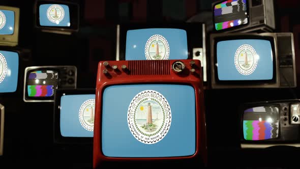 Flag of Virginia Beach, Virginia, and Retro TVs. alt