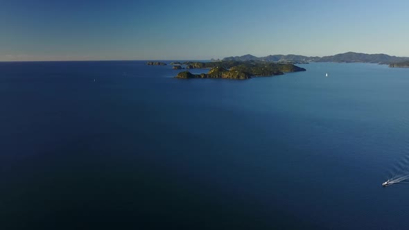 Aerial view of Bay of Islands in New Zealand