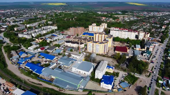 Panoramic Aerial drone view of city