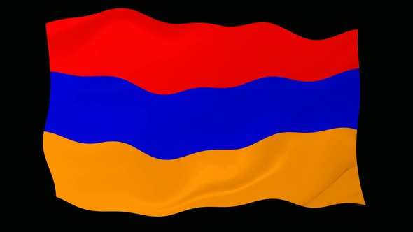 Armenia Flag Waving Animated Black Background