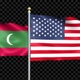 Maldives And United States Two Countries Flags Waving - VideoHive Item for Sale