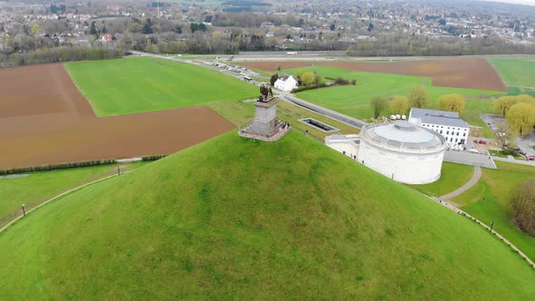 Aerial view of a memorial monument, Waterloo, Brussel, Belgium. alt