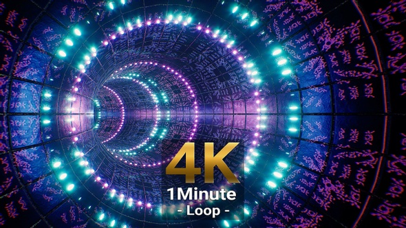 Glittering Neon Light Art Tiled VJ Tunnel 4K alt