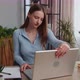 Young Business Woman Works on Laptop Makes Online Purchases Study Elearning Remote Job at Office - VideoHive Item for Sale