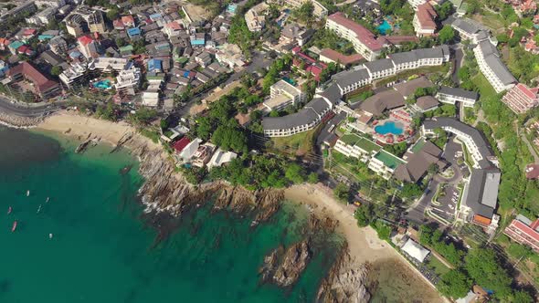 Aerial View of Beach Resort Town Pathong on the West Coast of Phuket Island alt