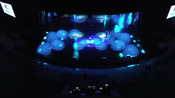 Night concert preparation aerial
