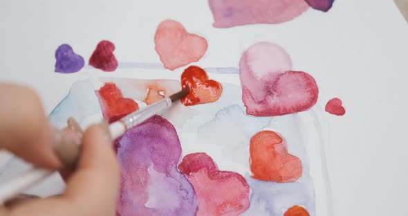 Drawing Painting Handmade Saint Valentine's Card for Celebrating St