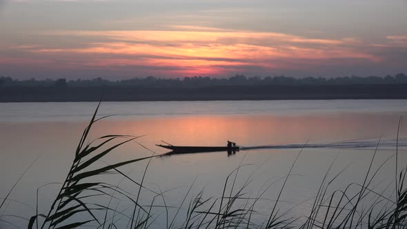 Sunrise over the Mekong river.