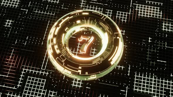 4K Neon bright glowing countdown timer from 10 to 0 seconds alt