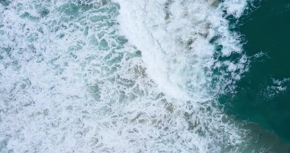 Andaman seascape big water wave in storm Aerial view video Top-down view crystal water wave alt
