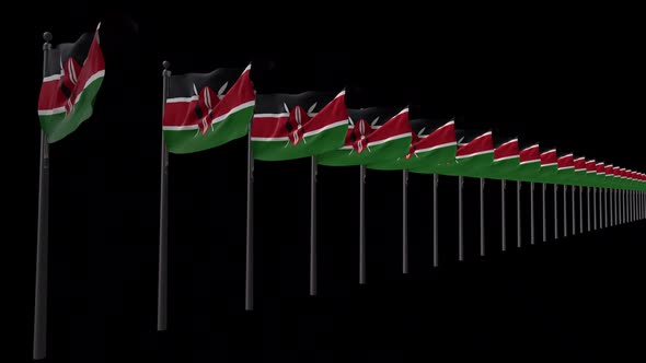Row Of Kenya Flags With Alpha 2K alt