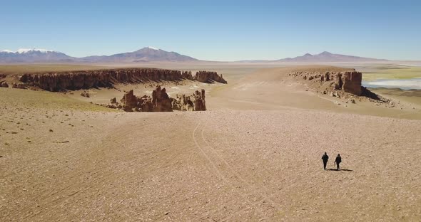 Aerial view of Tara's Cathedrals in Atacama Desert alt