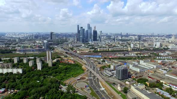 Aerial View of Moscow City International Business Center at Daytime