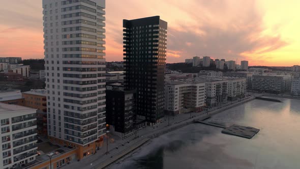 Aerial Shot of Modern Office Buildings in Stockholm