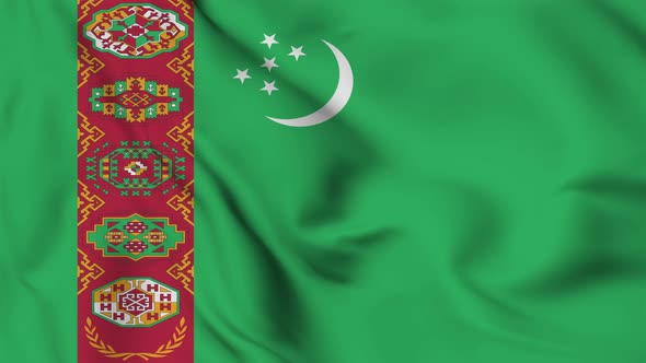 Turkmenistan flag seamless closeup waving animation