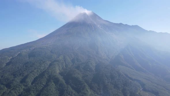 Time lapse aerial view of Merapi Mountain. Indonesia Volcano Landscape View. alt