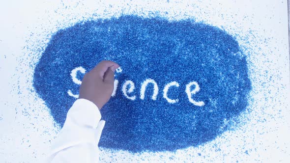 Indian Hand Writes On Blue Science
